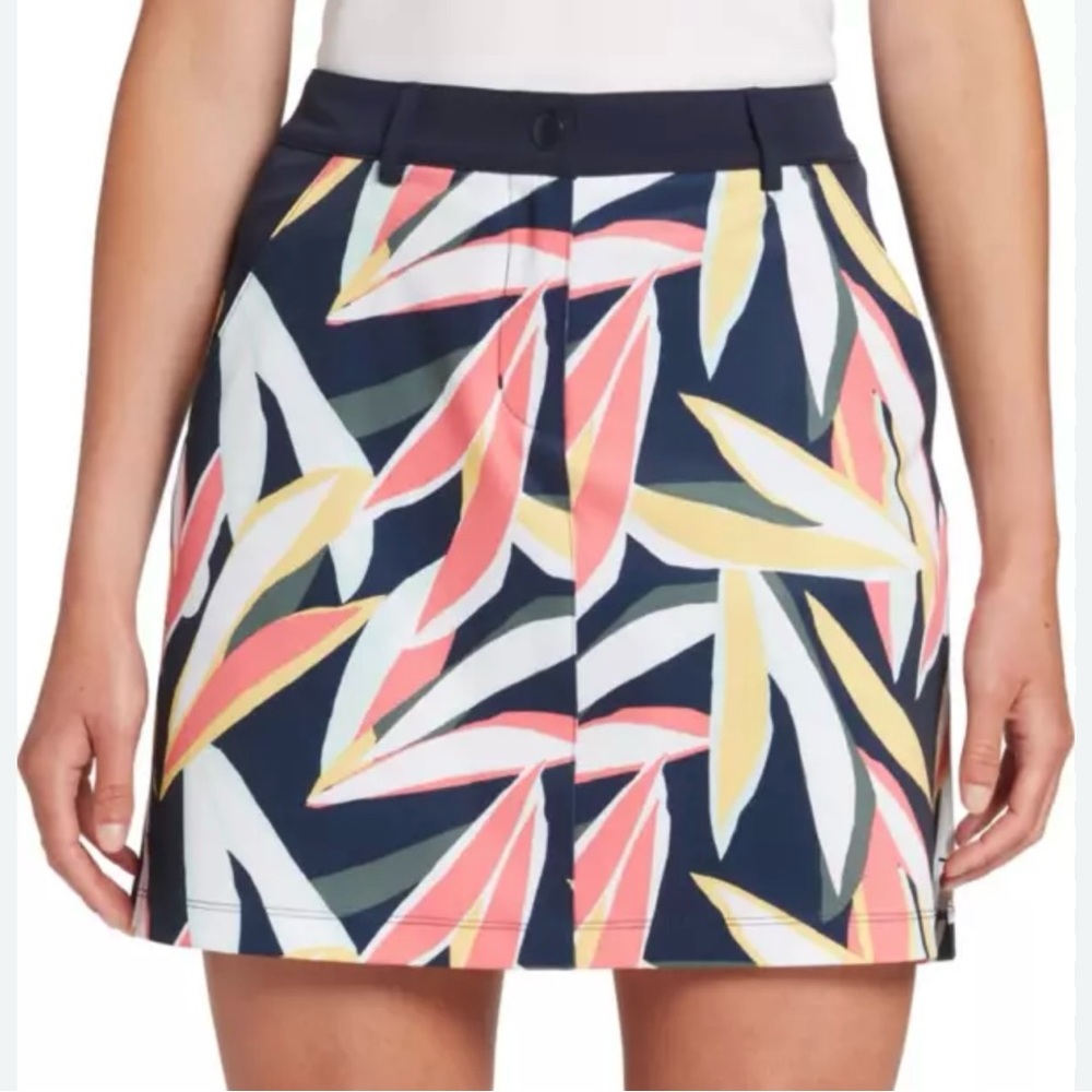 LADY HAGEN Traditional Retro Leaf Dark Navy NEW Gold Skort 16
